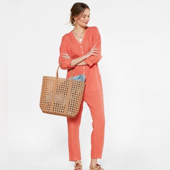 Outerknown Retrograde Linen Sunset Orange Pink Jumpsuit XS - Picture 1 of 11